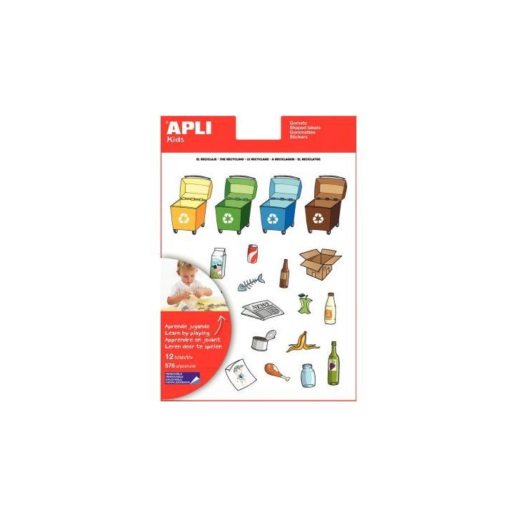 Pochette de 276 gommettes recyclage repositionnables 12788 APLI KIDS APLI