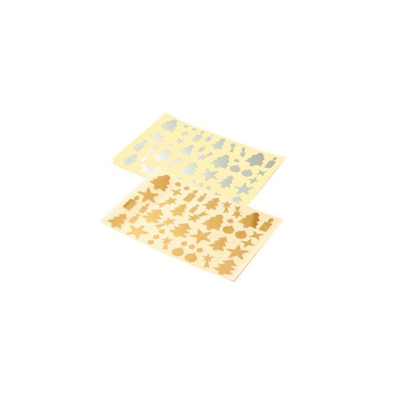 Achetez Pochette de 440 gommettes adhésives métallisées modèle fête, coloris or et argent GAFET..