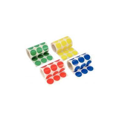 Achetez Lot de 4 rouleaux de maxi gommettes adhésives rondes diamètre 33 mm, couleurs vives assort..