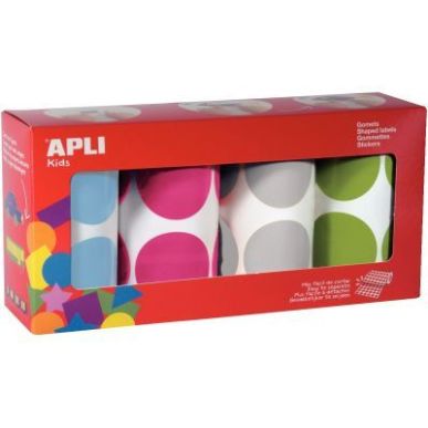 Achetez Lot de 4 rouleaux de gommettes XXL rondes Ø45mm assorties 18301 APLI KIDS APLI pas cher sur..