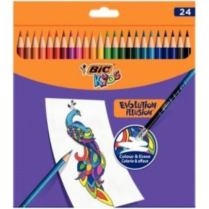 Achetez Etui de 24 crayons de couleur Evolution Illusion 987869 BIC pas cher sur Ma Rentrée Scolair..