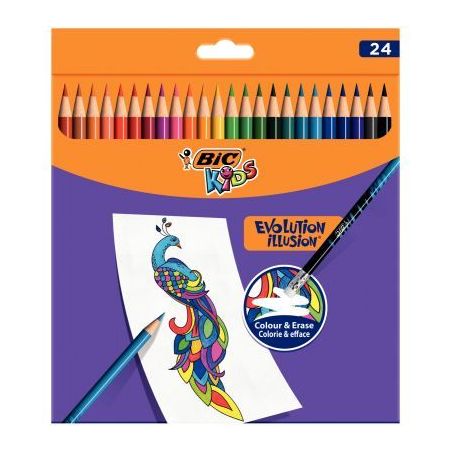 Achetez Etui de 24 crayons de couleur Evolution Illusion 987869 BIC pas cher sur Ma Rentrée Scolair..