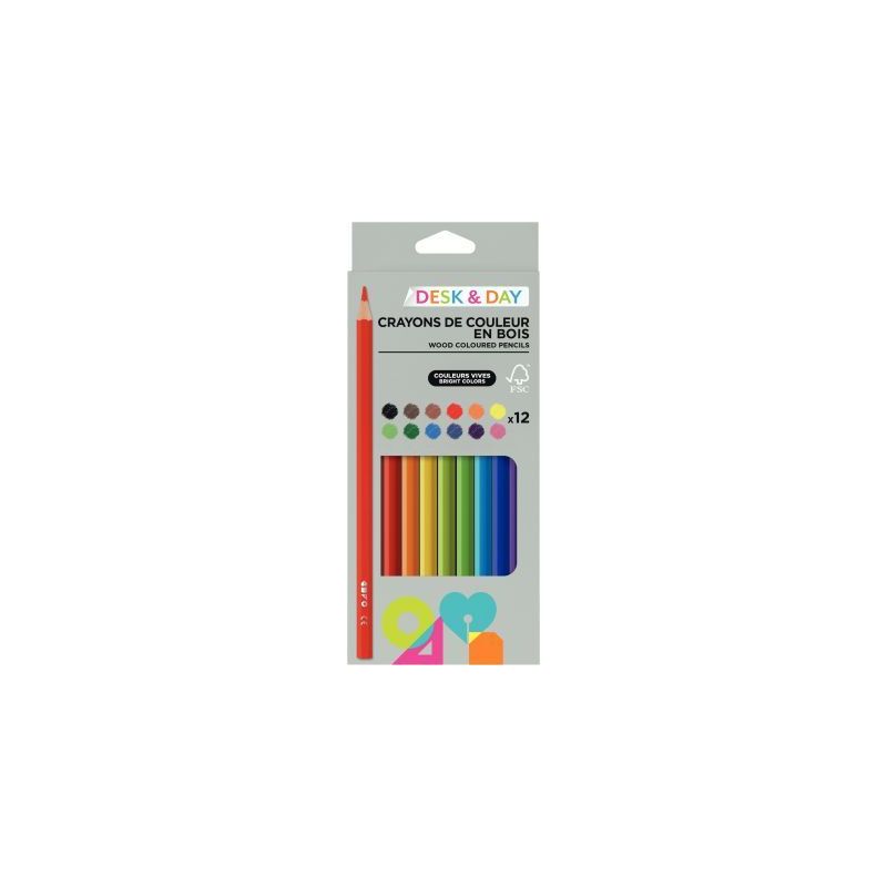 Achetez Etui de 12 crayons de couleurs assorties FCG000092 JPC pas cher sur Ma Rentrée Scolaire