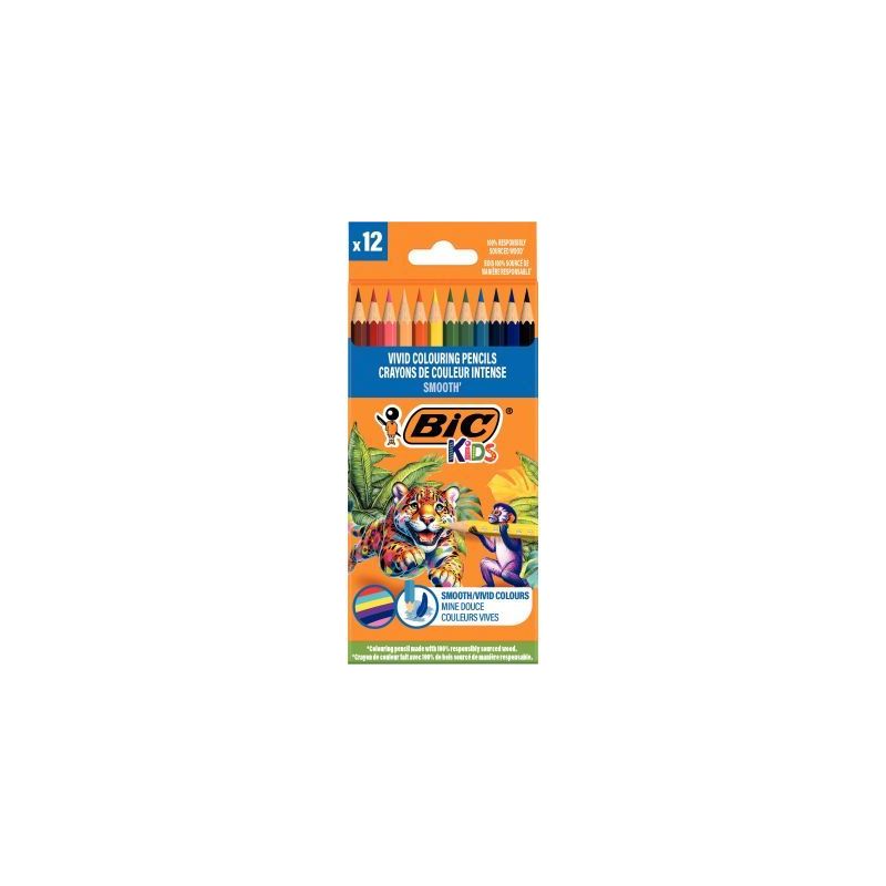 Achetez Etui de 12 crayons de couleur Smooth assortis 525786 BIC pas cher sur Ma Rentrée Scolaire