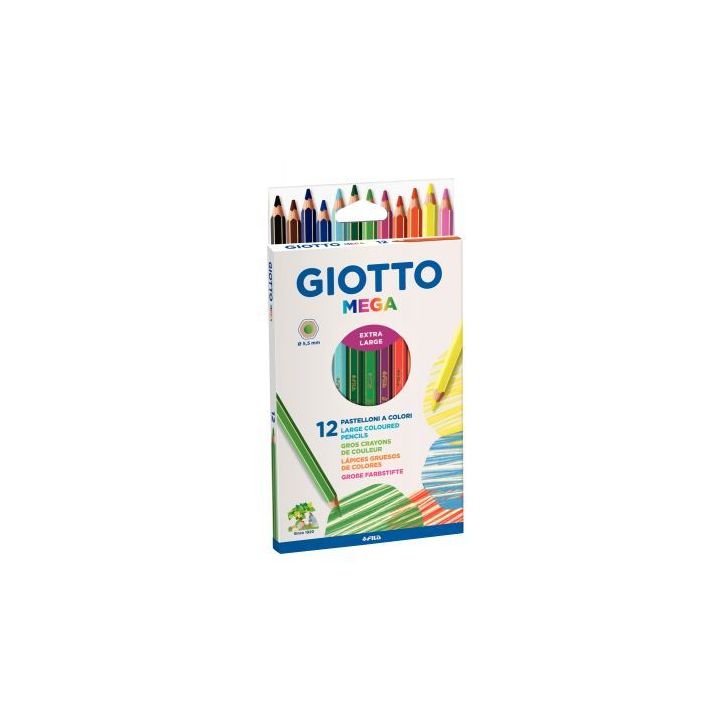 Etui de 12 crayons de couleur hexagonaux Giotto Mega mine diamètre 5,5mm F225600 GIOTTO