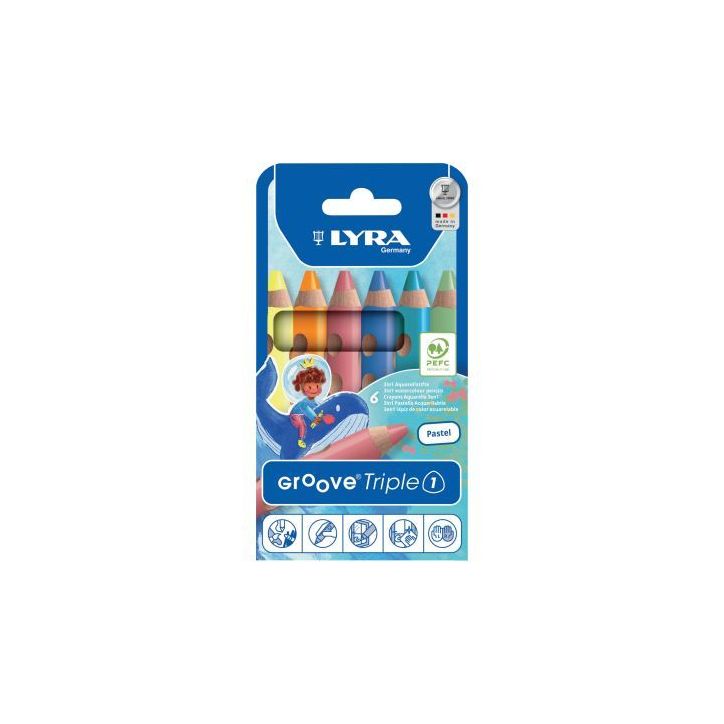 Étui de 6 crayons de couleur Groove Triple pastel L3831065 LYRA