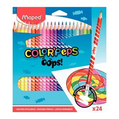 Achetez Pochette de 24 crayons de couleur Oops effaçable 832824 MAPED pas cher sur Ma Rentrée Scol..