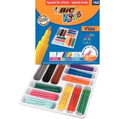 Achetez Boîte Classpack de 144 Visa couleurs assorties pointe fine 8878381 VISA BIC pas cher sur Ma..