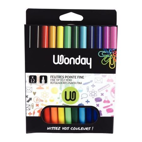 Achetez Pochette de 12 feutres de coloriage couleurs assorties pointe fine FCG110092 JPC pas cher su..