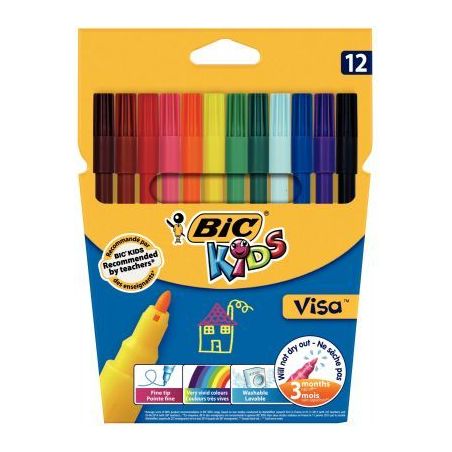 Achetez Lot de 25 pochettes de 12 feutres Visa 880 pointe fine couleurs assorties 890614 VISA BIC pa..