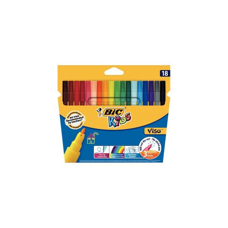 Achetez Pochette de 18 feutres Visa 880 pointe fine couleurs assorties 8886811 VISA BIC pas cher sur..