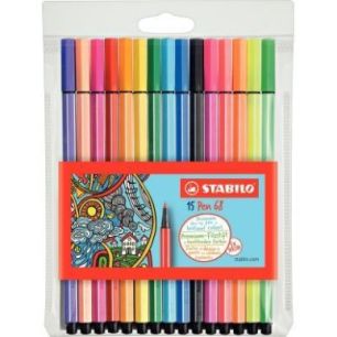 Achetez Blister de 15 feutres Pen 68 dont 5 fluos 6815-2 STABILO pas cher sur Ma Rentrée Scolaire