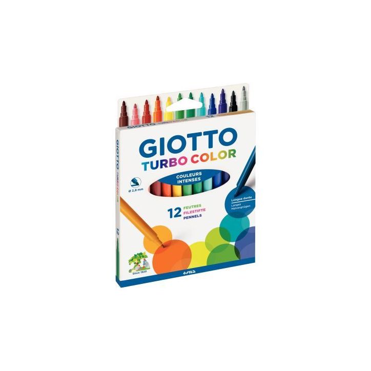 Etui de 12 feutres pointe moyenne Turbo color assortis F071900 GIOTTO