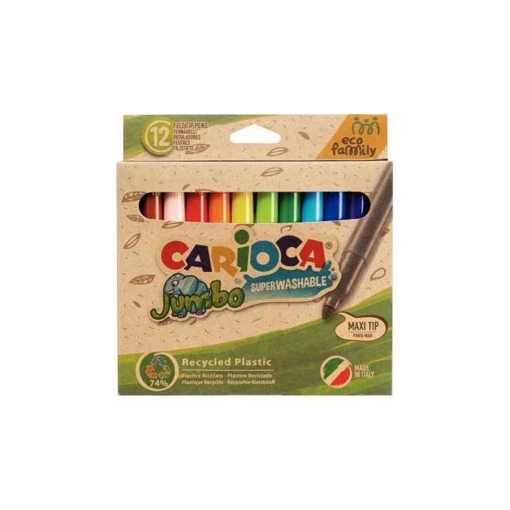 Pochette de 12 feutres pointe large Éco family jumbo 43101 CARIOCA