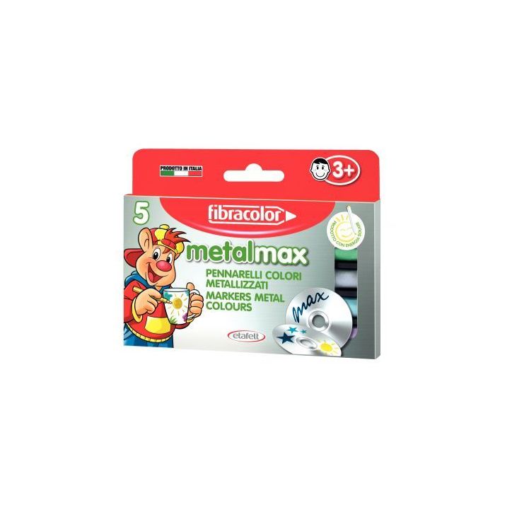 Boite de 5 marqueurs de coloriage pointe ogive métallisés assortis 10580MZ005SE