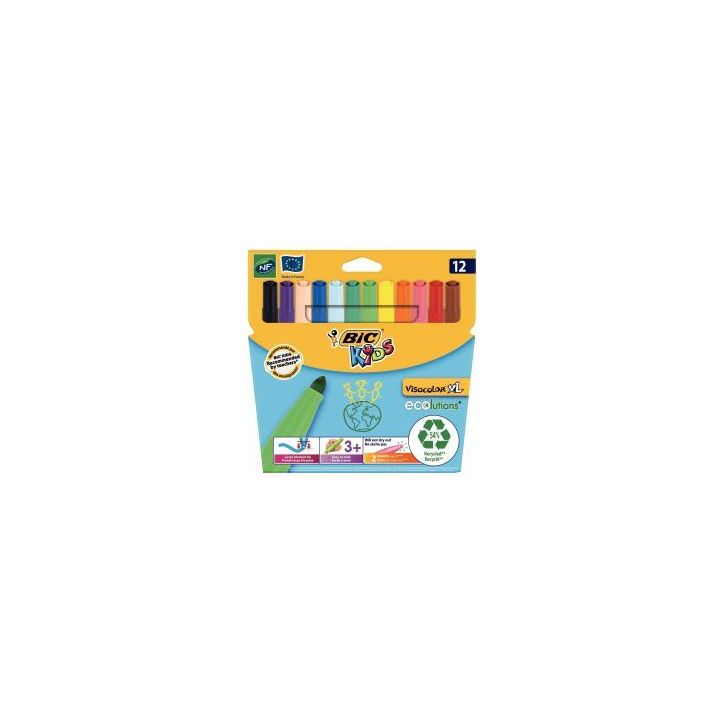 Pochette de 12 Visacolor XL pointe extra large couleurs assorties 8922231 VISACOLOR BIC