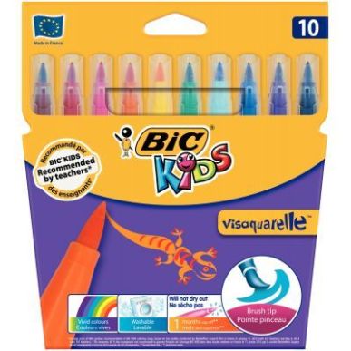 Achetez Pochette de 10 Visaquarelle pointe pinceau couleurs vives assorties 8289641 VISAQUAREL BIC p..