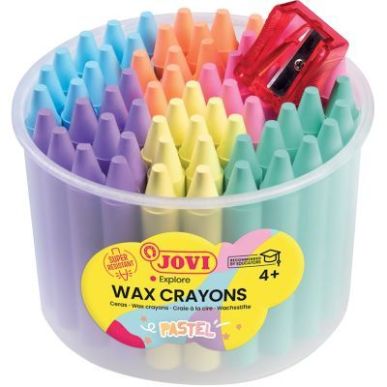 Achetez Pot de 60 crayons de cire pastel assortis + 1 taille crayon 980/60P JOVI pas cher sur Ma Ren..