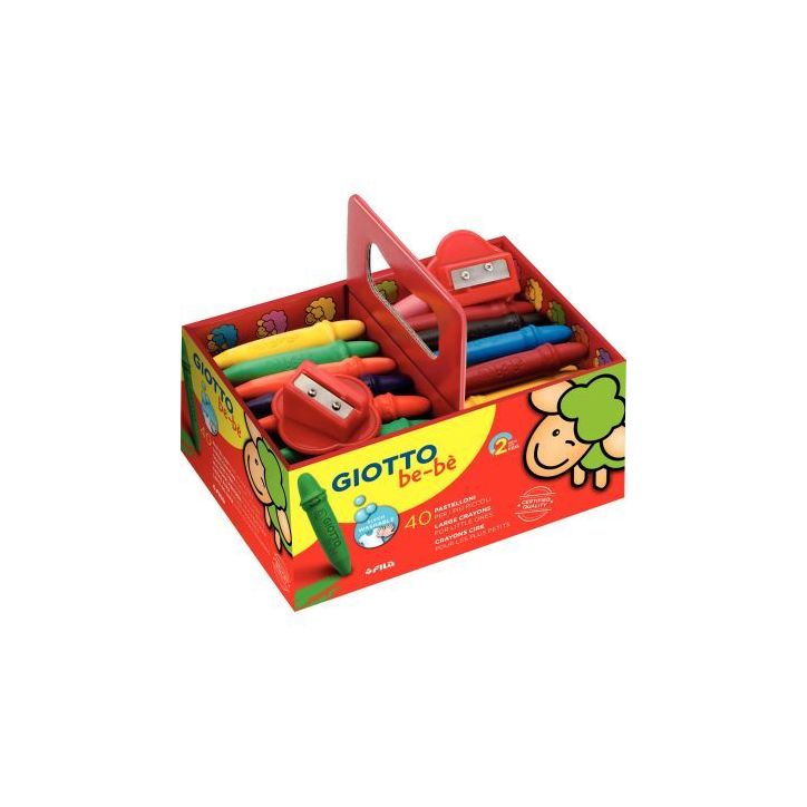 Boite de 40 craies à la cire bébé incassable + 2 tailles crayons F462700 GIOTTO