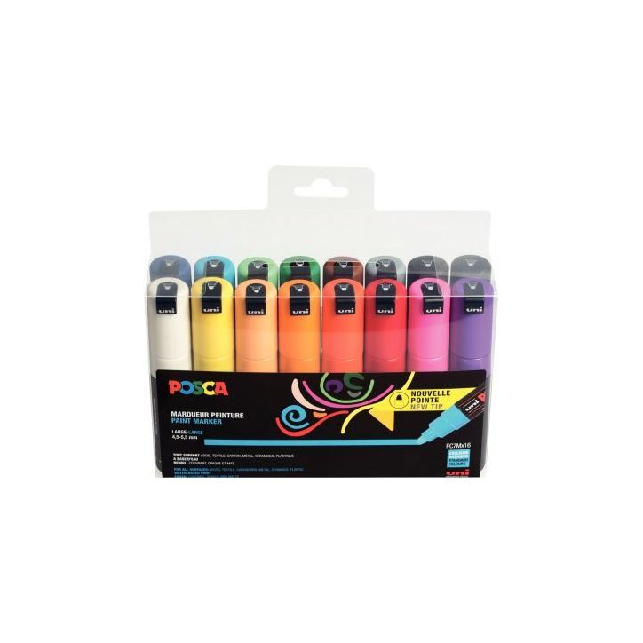 Pochette de 16 marqueurs Posca ogive large PC7M/16A ASS31 POSCA UNIBALL