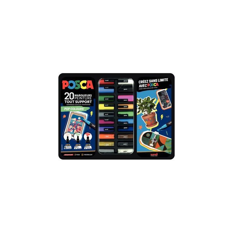 Achetez Mallette de 20 Posca Pop Colors MPOSCAMETAL/20015 POSCA UNIBALL pas cher sur Ma Rentrée Sco..
