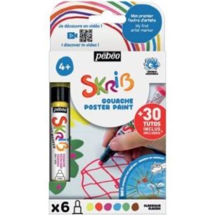 Achetez Set de 6 marqueurs gouache classique 604111 PEBEO pas cher sur Ma Rentrée Scolaire