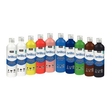 Achetez Assortiment de 10 flacons de 500 ml de gouache brillante BRILLO (9 + 1 flacon offert) 384599..