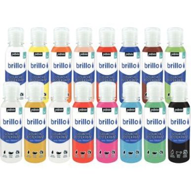 Achetez Carton de 16 flacons de 150 ml de gouache brillante BRILLO couleurs assorties 386292 BRILLO ..