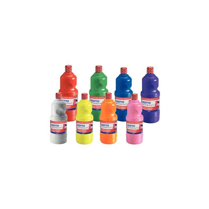 Carton de 8 flacons 1L de gouache liquide GIOTTO dont 1 litre offert, couleurs assorties 2 F8400300 GIOTTO