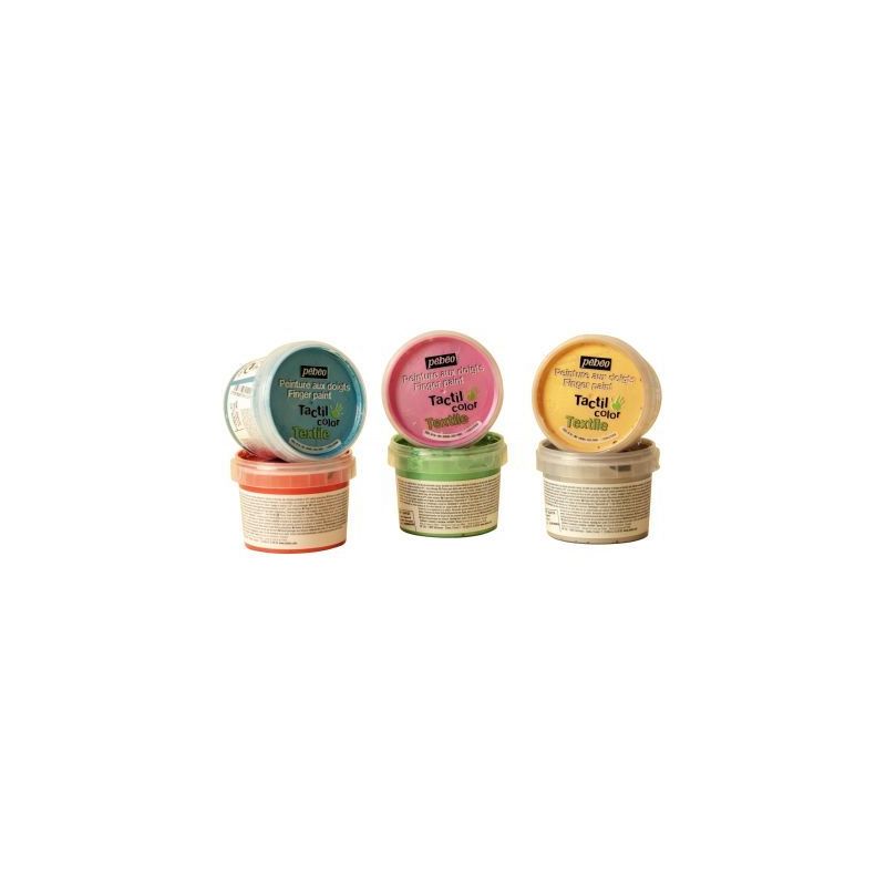 Achetez Lot de 6 pots 100ml de peinture aux doigts pour textile, assortiment 2 634190 PEBEO pas cher..