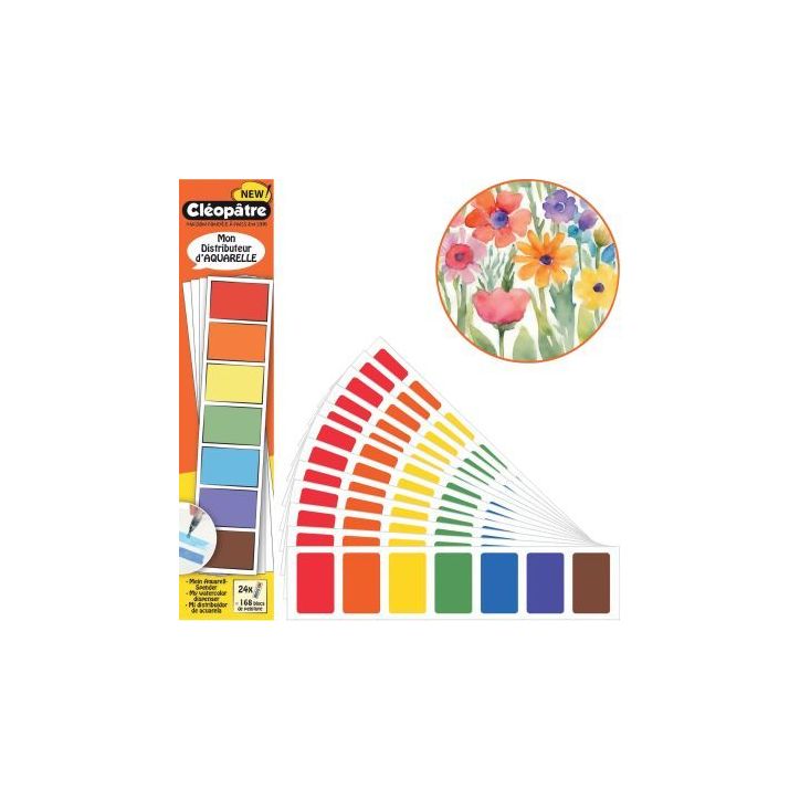 Carnet distributeur de 24 feuilles de 168 blocs de peintures aquarelles coloris assortis LIV24X7PGN CLEOPATRE