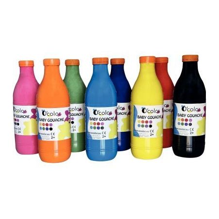 Achetez Lot de 8 flacons 1 litre gouache baby assortis 2095 O'COLOR pas cher sur Ma Rentrée Scolair..