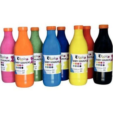 Achetez Lot de 8 flacons 1 litre gouache baby assortis 2095 O'COLOR pas cher sur Ma Rentrée Scolair..