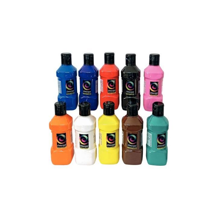 Lot de 10 flacons 250 ml de peinture vinylique plastifiante, couleurs vives assorties SP10250