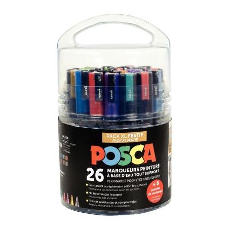 Achetez Seau de 26 marqueurs Posca festif dont 6 offerts PACK EDU POSCA/20+6 002 POSCA UNIBALL pas c..