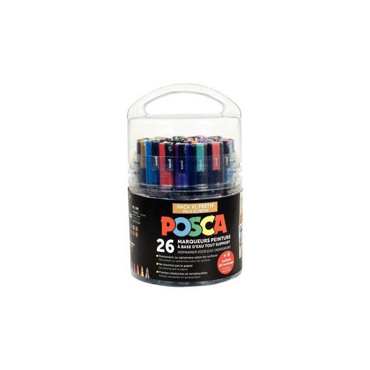 Seau de 26 marqueurs Posca festif dont 6 offerts PACK EDU POSCA/20+6 002 POSCA UNIBALL