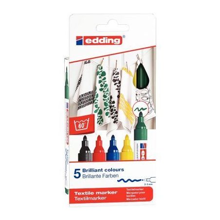 Achetez Boîte de 5 marqueurs textile E-4500 basic 4-4500-5S EDDING pas cher sur Ma Rentrée Scolair..