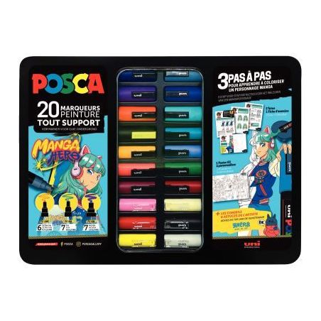 Achetez Mallette en métal Posca Manga M POSCA METAL/20 019 POSCA UNIBALL pas cher sur Ma Rentrée S..