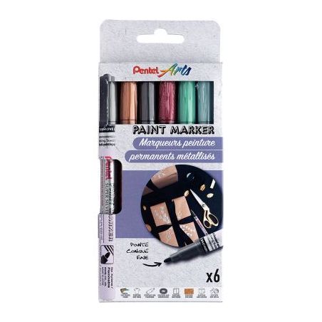 Achetez Pochette de 6 marqueurs peinture métal assortis MSP10/6METAL PENTEL pas cher sur Ma Rentré..