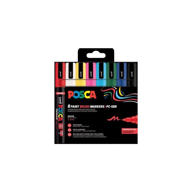 Achetez Pochette de 8 marqueurs Posca pointe moyenne brush assortis PC5BR/8 PF POSCA UNIBALL pas che..