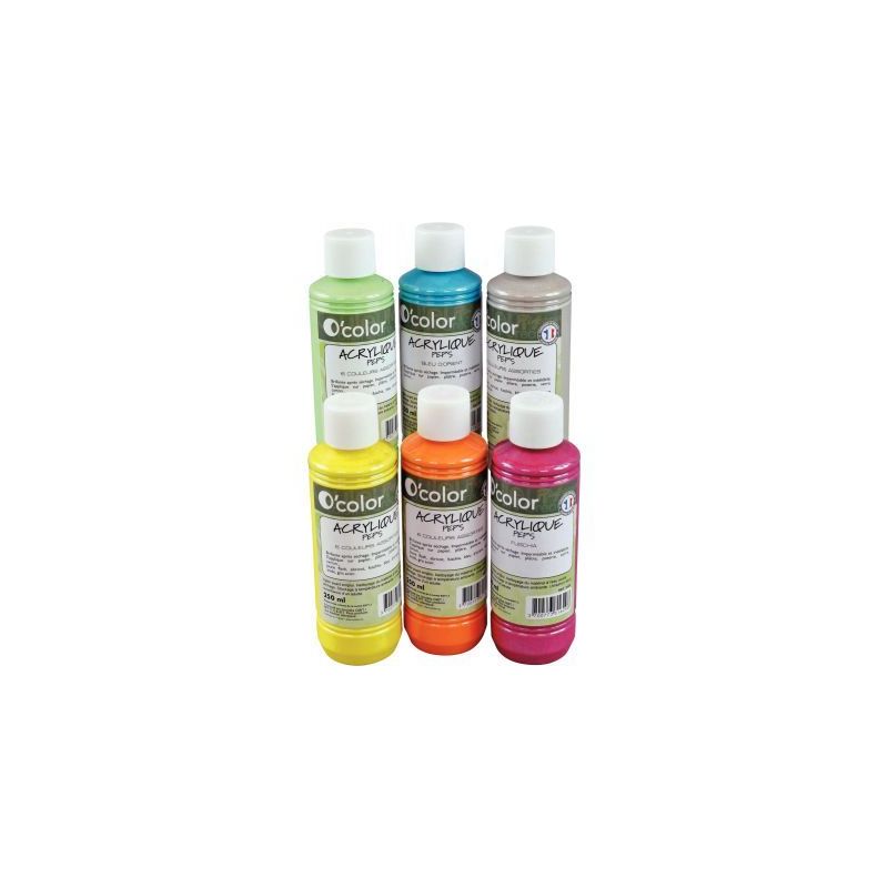 Achetez Lot de 6 flacons 250 ml de peinture acrylique O'COLOR, couleurs nacrées 1731 O'COLOR pas ch..