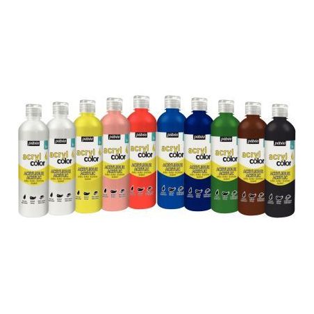 Achetez Carton 10 flacons 500 ml de peinture acrylique brillante ACRYLCOLOR couleurs standards 36469..