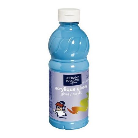 Achetez Flacon 500ml d'acrylique Glossy Lefranc Bourgeois, bleu turquoise 188147 COLOR AND  LEFRANC ..