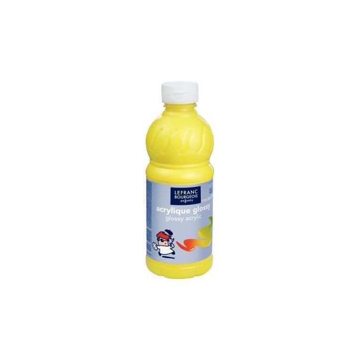 Flacon 500ml d'acrylique Glossy Lefranc Bourgeois, jaune citron 188143 COLOR AND  LEFRANC & BOURGEOIS