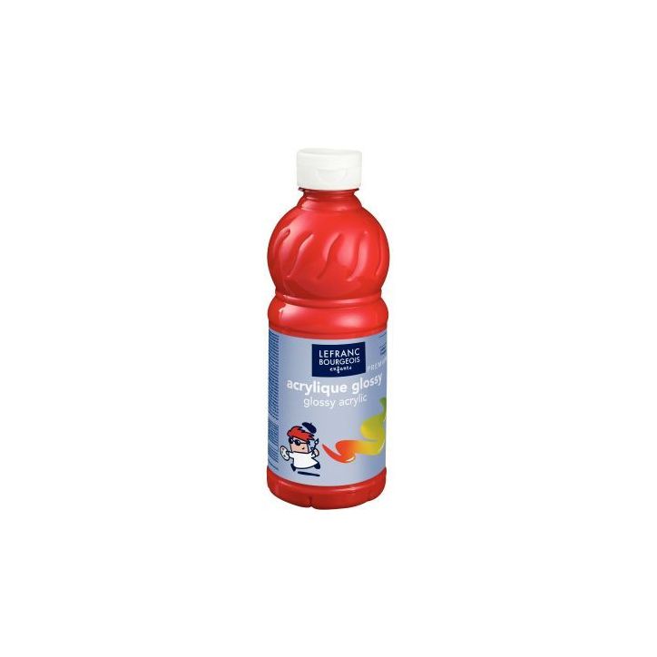 Flacon 500ml d'acrylique Glossy Lefranc Bourgeois, rouge vif 188302 COLOR AND  LEFRANC & BOURGEOIS