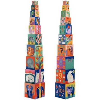 Achetez Pyramide 10 cubes animaux sauvages DJ08511 DJECO pas cher sur Ma Rentrée Scolaire