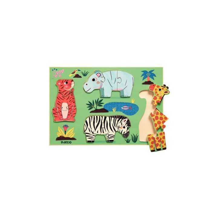 Encastrement en bois Coucou Tigre, 12 pièces DJ01264 DJECO