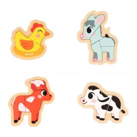Achetez Boite de 4 puzzles contour évolutifs, les animaux de la ferme J07114 JANOD pas cher sur Ma ..