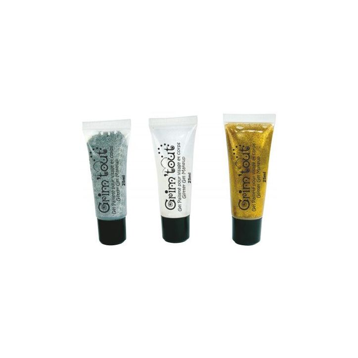 Lot de 3 tubes de gel pailleté pour visage et corps GT41523