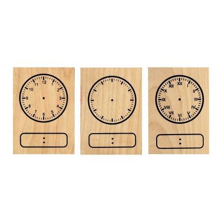 Achetez Lot de 3 tampons horloge en bois L740210 pas cher sur Ma Rentrée Scolaire